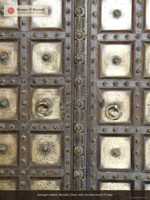 Antique Indian Wooden Door with Architectural Frame