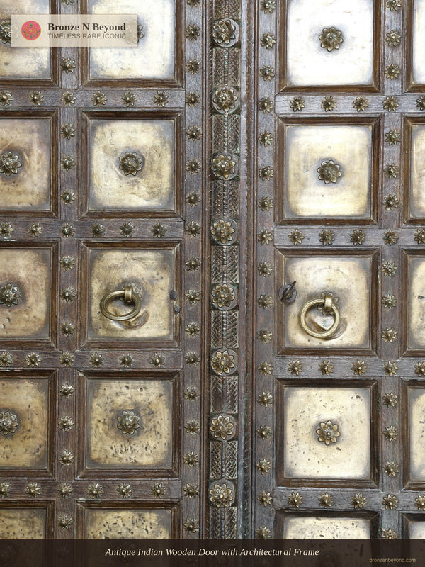 Antique Indian Wooden Door with Architectural Frame