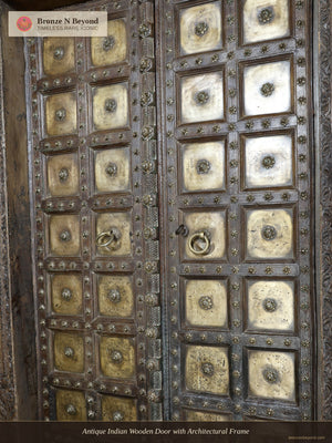 Antique Indian Wooden Door with Architectural Frame