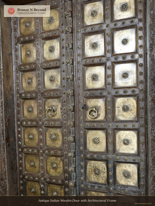Antique Indian Wooden Door with Architectural Frame