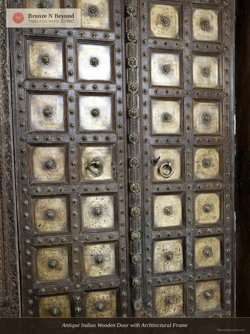Antique Indian Wooden Door with Architectural Frame