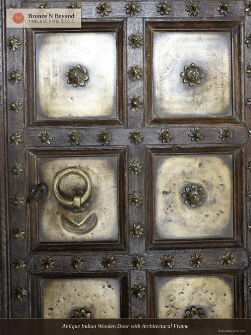 Antique Indian Wooden Door with Architectural Frame