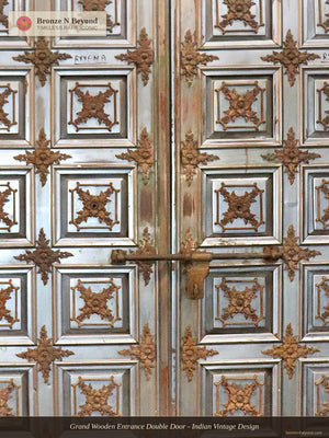 Grand Wooden Entrance Double Door - Indian Vintage Design