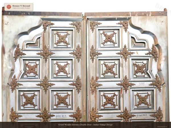 Grand Wooden Entrance Double Door - Indian Vintage Design