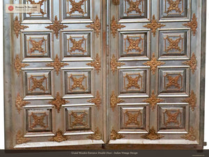 Grand Wooden Entrance Double Door - Indian Vintage Design