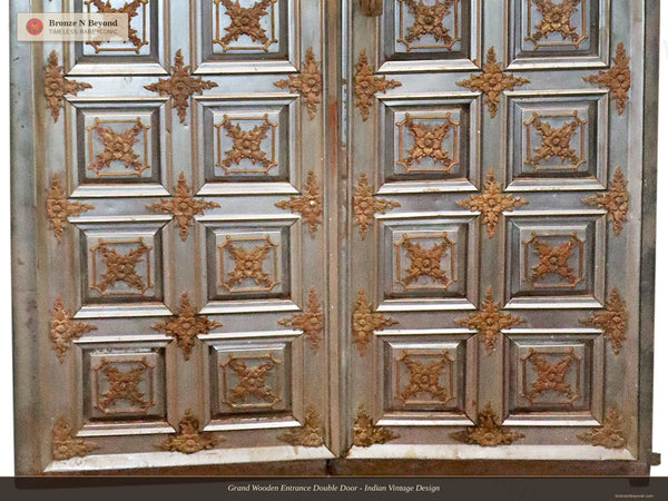 Grand Wooden Entrance Double Door - Indian Vintage Design