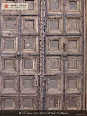 Heritage Wooden Door with Geometric Square Panel Layout