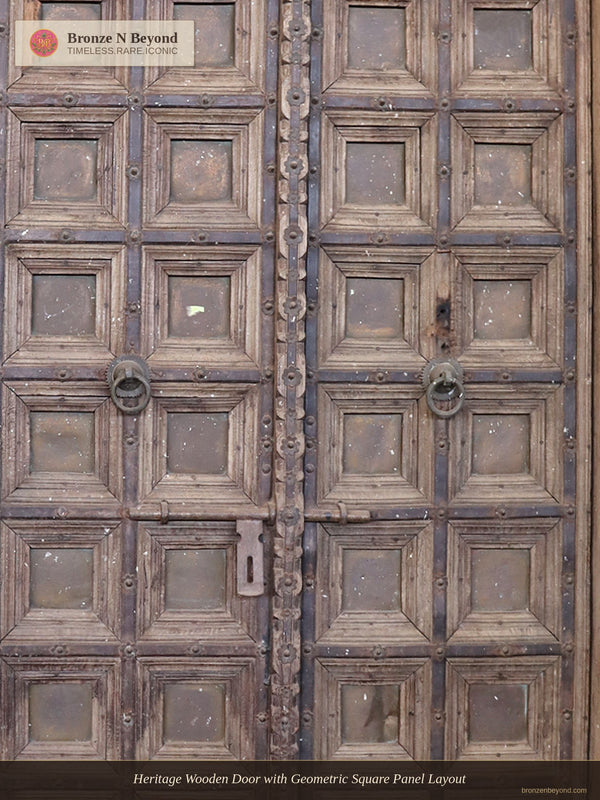 Heritage Wooden Door with Geometric Square Panel Layout