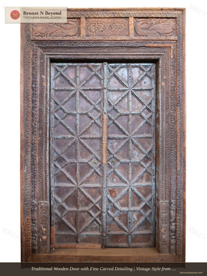 Large Traditional Finely Carved Antique Wooden Door