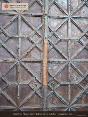 Traditional Wooden Door with Fine Carved Detailing | Vintage Style from Rajasthan