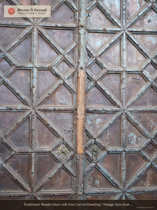 Traditional Wooden Door with Fine Carved Detailing | Vintage Style from Rajasthan