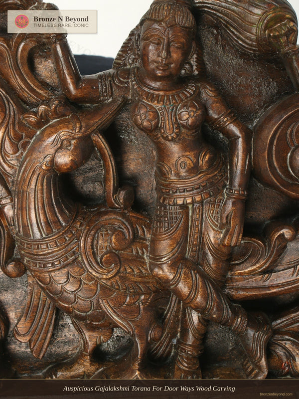 Auspicious Gajalakshmi Torana For Door Ways Wood Carving