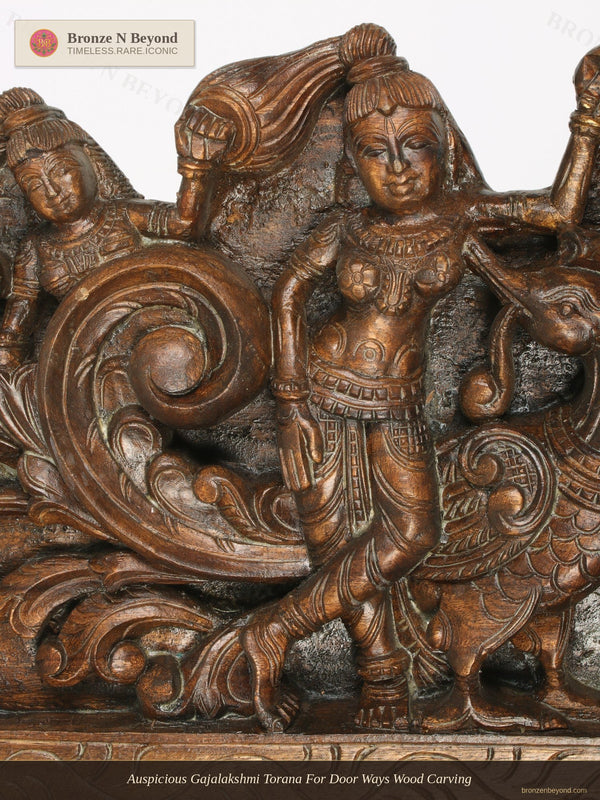 Auspicious Gajalakshmi Torana For Door Ways Wood Carving
