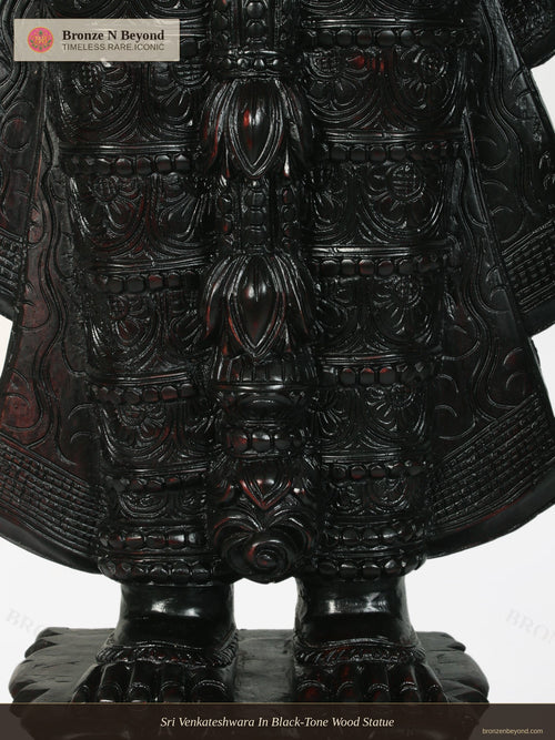 Sri Venkateshwara In Black-Tone Wood Statue