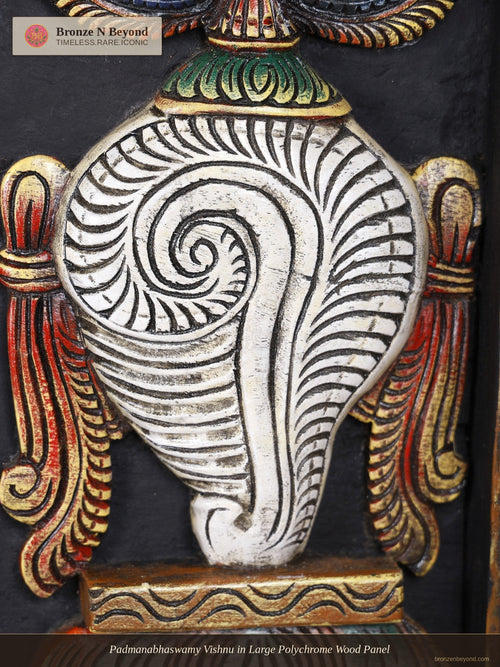 Padmanabhaswamy Vishnu in Large Polychrome Wood Panel