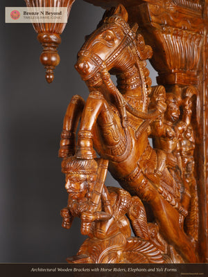 Architectural Wooden Brackets with Horse Riders, Elephants and Yali Forms