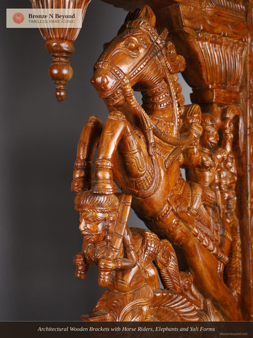 Architectural Wooden Brackets with Horse Riders, Elephants and Yali Forms