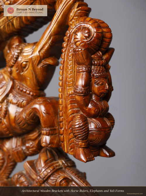 Architectural Wooden Brackets with Horse Riders, Elephants and Yali Forms