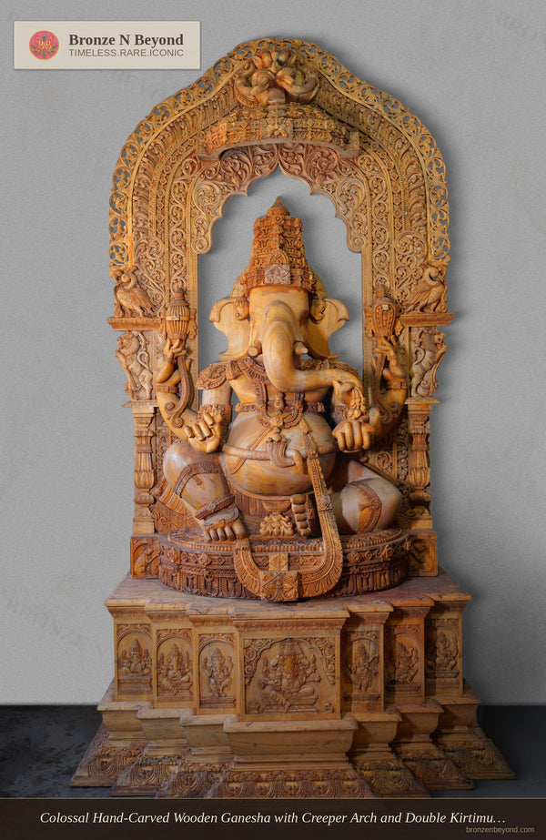 Hand-Carved Wooden Ganesha Idol