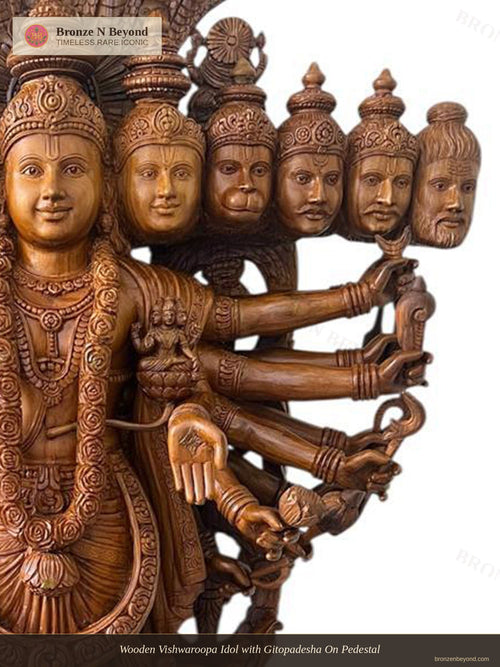 Wooden Vishwaroopa Idol with Gitopadesha On Pedestal
