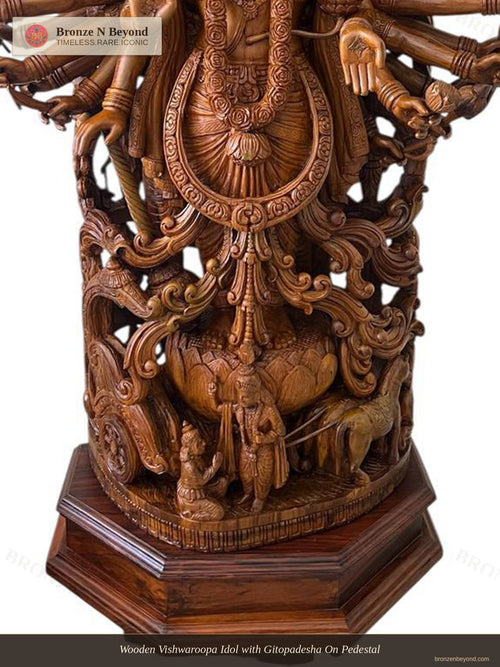 Wooden Vishwaroopa Idol with Gitopadesha On Pedestal