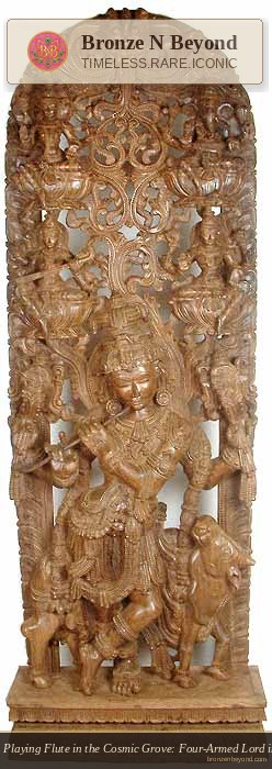 Krishna Playing Flute in the Cosmic Grove