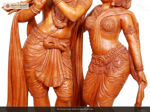 The Eternal Couple Radha Krishna Wood Statue