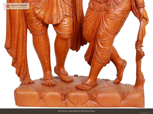 The Eternal Couple Radha Krishna Wood Statue