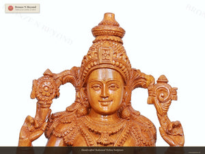 Handcrafted Teakwood Vishnu Sculpture