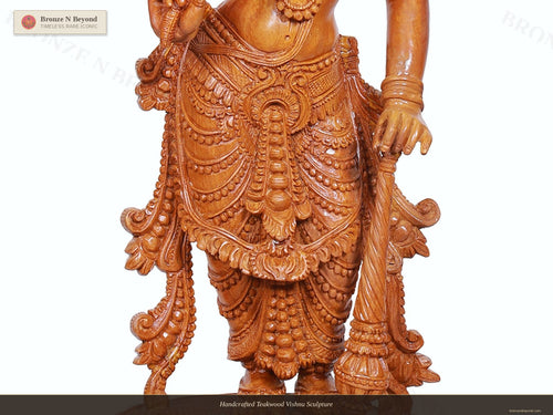 Handcrafted Teakwood Vishnu Sculpture