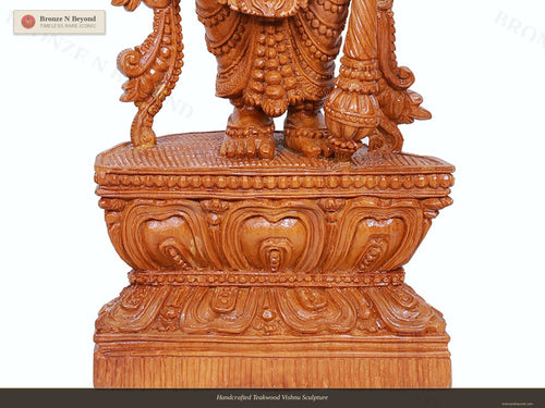 Handcrafted Teakwood Vishnu Sculpture