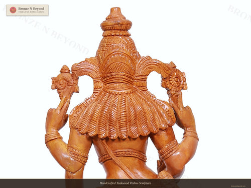 Handcrafted Teakwood Vishnu Sculpture