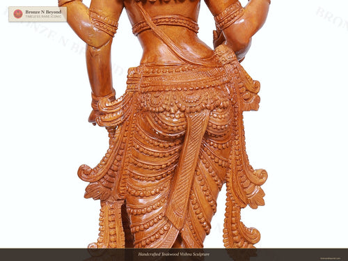 Handcrafted Teakwood Vishnu Sculpture