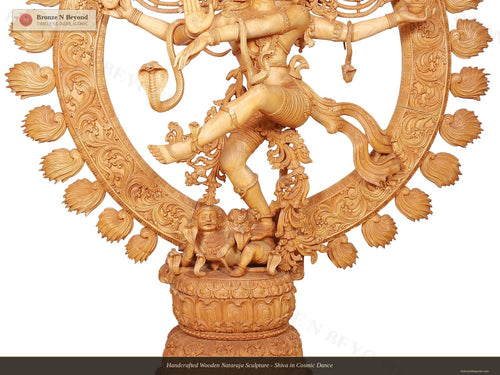 Handcrafted Wooden Nataraja Sculpture - Shiva in Cosmic Dance