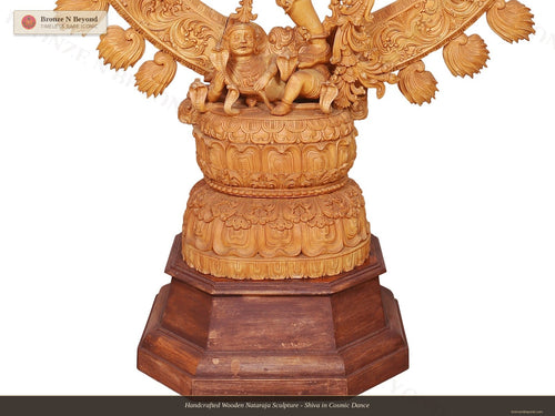 Handcrafted Wooden Nataraja Sculpture - Shiva in Cosmic Dance