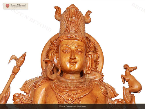 Shiva As Pashupatinath Wood Statue