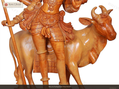 Shiva As Pashupatinath Wood Statue