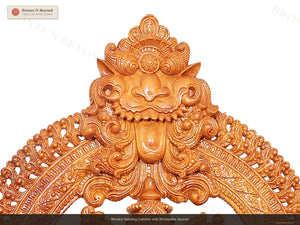 Wooden Standing Lakshmi with Kirtimukha Aureole