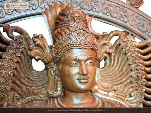 Large Handcrafted Wooden Nataraja Sculpture - Shiva in Cosmic Dance