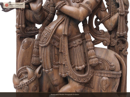 Handcrafted Wooden Venugopala Sculpture