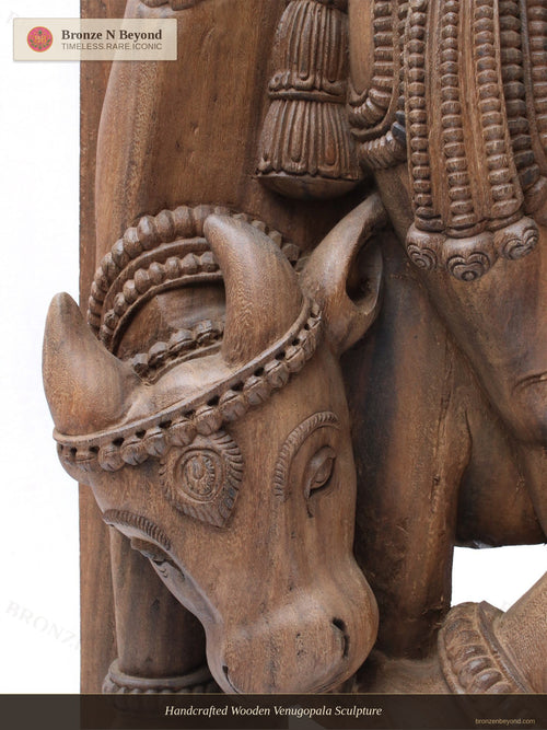 Handcrafted Wooden Venugopala Sculpture
