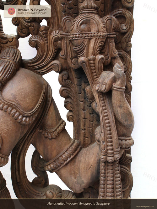 Handcrafted Wooden Venugopala Sculpture