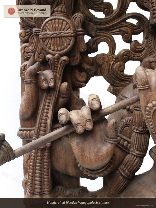 Handcrafted Wooden Venugopala Sculpture