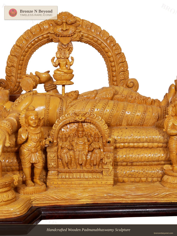 Handcrafted Wooden Padmanabhaswamy Sculpture
