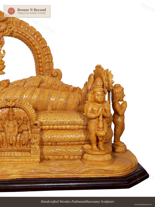 Handcrafted Wooden Padmanabhaswamy Sculpture