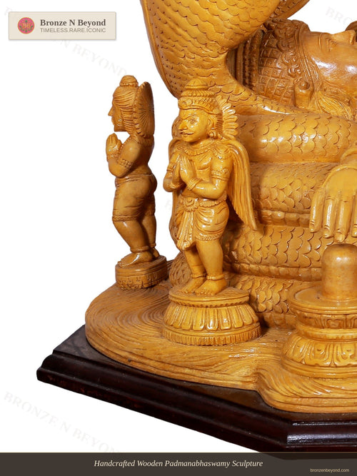 Handcrafted Wooden Padmanabhaswamy Sculpture