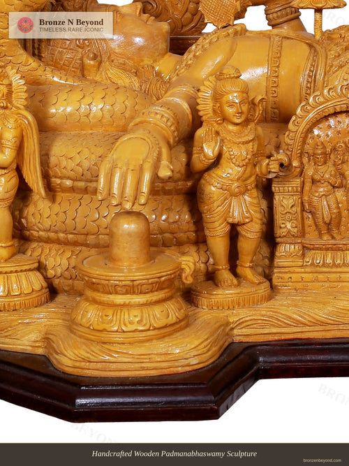 Handcrafted Wooden Padmanabhaswamy Sculpture