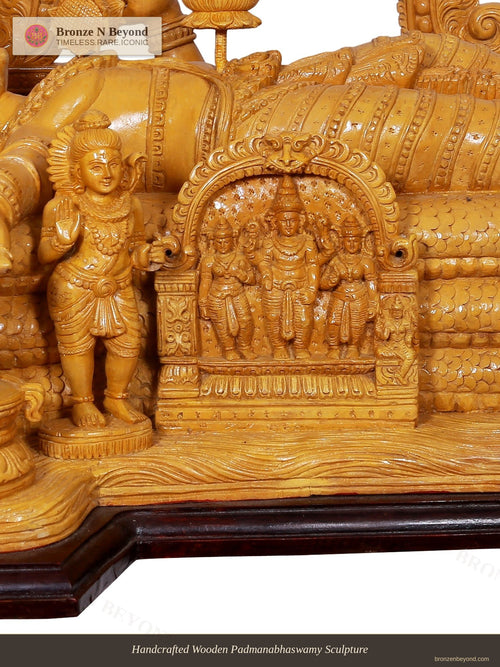 Handcrafted Wooden Padmanabhaswamy Sculpture