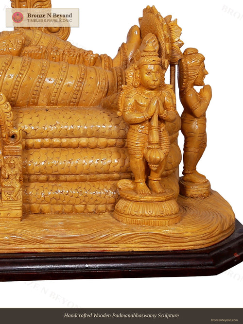 Handcrafted Wooden Padmanabhaswamy Sculpture