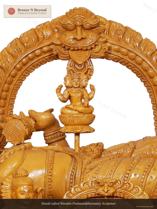Handcrafted Wooden Padmanabhaswamy Sculpture